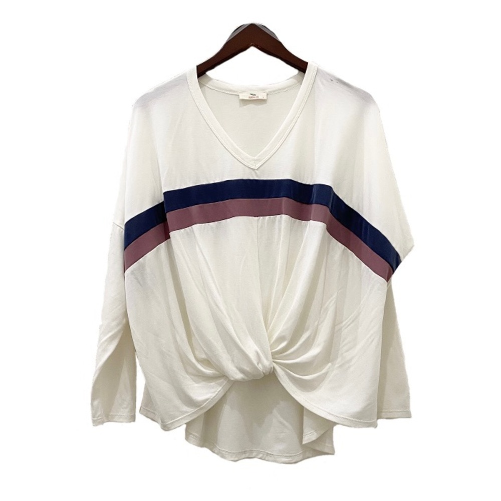 Hummingbird Ivory Stripe Front Twist Shirt S